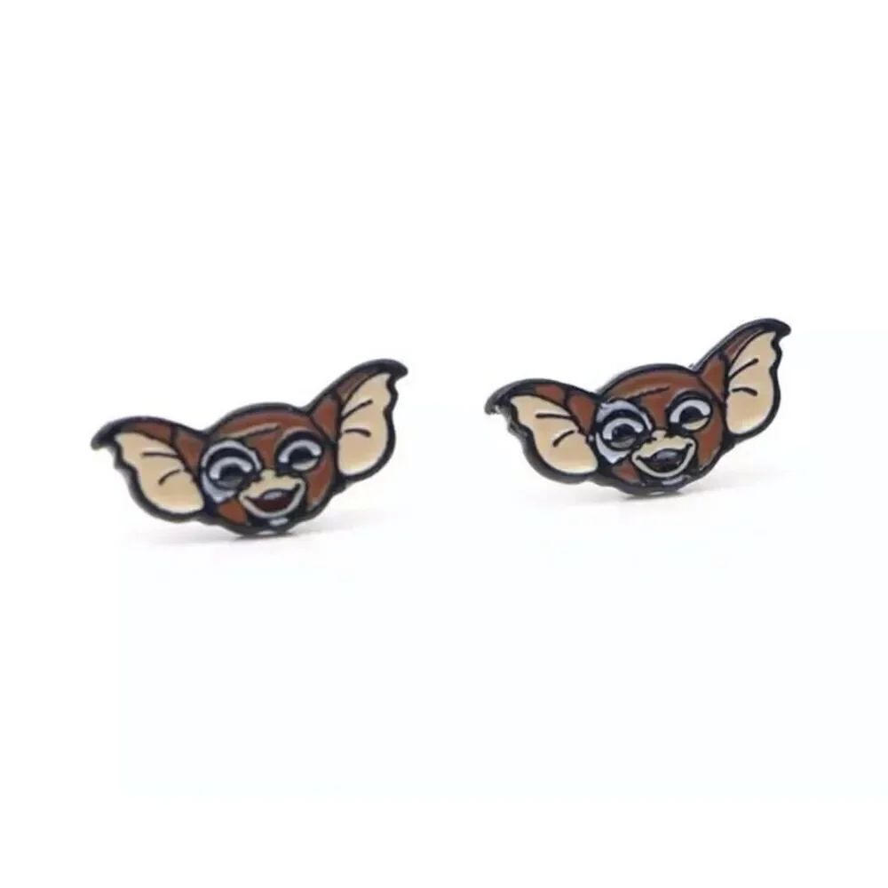 Brand New Womens Boutique Girls Gremlins Cute Gizmo Face Enamel Stud Earrings